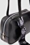 Beau Scarf Detailed Baguette Bag Black - 6