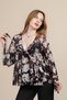 Women's Summer Coffee Front Tie Long Sleeve Tulle Blouse Stylish Casual 70054 - 2