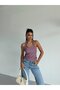Women's Lilac Ottoman Fabric Halter Collar Buckle Detail Blouse Hzl26W-Fry123321 - 4