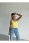 Women's Yellow Ottoman Fabric Halter Collar Buckle Detail Blouse Hzl26W-Fry123321 - 5