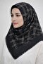 وشاح قطني مطبوع - أسود / كراميل-06289-02