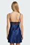 250 Navy Blue Color Satin Single Nightgown - 2