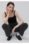 Women's Black 100% Cotton 5-Pocket Wide Fit Denim Trousers - 3