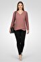 Women Surplice Neck Long Sleeves Plain Blouse, Dusty Rose