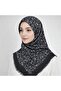 وشاح قطني مطبوع - أسود / أبيض-6291-11