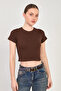 Women's Crew Neck Ribbed Bodysuit - Bitter Brown - 2