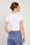Women's Crew Neck Ribbed Bodysuit - White - 5
