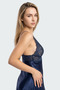 250 Navy Blue Color Satin Single Nightgown - 3