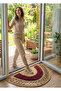 The First in the World! Half Moon Fluffy Striped Jute Welcome Mat Natural Non-Slip Bathroom Toilet Mat - 2