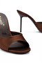 Women's Brown Satin Round Toe Heeled Sandals - 3