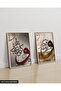 Hat Art 2 Pieces Wooden Framed Painting Act - 3
