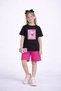 Girls' 3-Piece Set Cute Girl and Teddy Bear Printed Summer Cotton T-Shirt Shorts Bottom-Top Set - 3