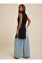Women's Black One-Sided Long Design Vest - Asymmetrical Cut Stylish Blouse - 5