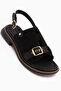 Neveen Black Suede Buckled Women's Sandals