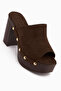 Gracia Brown Suede Platform Heeled Women's Slippers