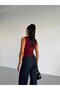 Women's Burgundy Gold Buckle Shoulder Detailed Sandy Blouse Hzl26W-Fry123761 - 6