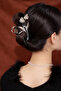 Stylish Bun Hair Clip with Stone Detail and Flower Figure - 3