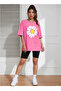 2-Pack Women's Daisy Printed T-Shirt - Oversize Crew Neck T-Shirt - 4