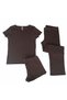 Women's Coffee Color Bohçalık Çeyizlik Gift Short Sleeve Pajamas and Shorts 3-Piece Cotton Pajama Set B - 7