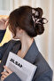 Stylish Bun Hair Clip with Stone Detail and Flower Figure - 5