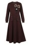 Floral Detailed Elastic Waist Double Suit 0245-03 Brown - 6