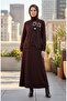 Floral Detailed Elastic Waist Double Suit 0245-03 Brown - 2