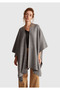 Women's Anthracite Melange Cotton and Wool Blend Reversible Poncho