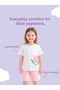 Girls 100% Cotton Set Of Pack of 2 | Summer Casual Outfit for Kids | Graphic Print | White & Pink - 2