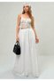 Women's Lined Tricot Fabric Maxi Length High Waist Loose Cut Skirt - 3