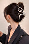 Pearl Detailed Wave Shaped Silver Color Bun Hair Clip - 4