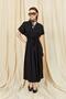 Women's Black 199 Low Sleeve Pleated Detailed Buttoned Front Poplin Dress