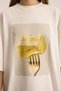 Fork Design White Oversize T-Shirt - 8