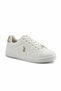 White Women's Shoes - Stylish Sneaker with Gold/Copper Heel Detail - 7