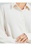 Cream Oversized Shirt and Wide Leg Pants Modest Set - 4