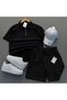 Ribbed Ottoman Premium Fabric Half Zipper Unisex T-Shirt and Shorts Set of 2
