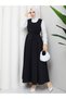 Button Detailed Pleated Jile Hijab Dress Rc6032 - 5