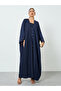 Navy Blue Embellished Abaya and Dress Set - 3