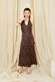 Women's Coffee 5703 Halter Neck Polka Dot Patterned Long Satin Dress - 2