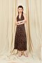 Women's Coffee 5703 Halter Neck Polka Dot Patterned Long Satin Dress - 3