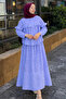 Stone Detailed Embroidered Skirt Suit 3007 Blue - 2