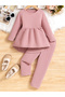 Girls Pink Knitted Ruffle Hem Top and Pyjama Set