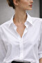 Women's Oversized Long Sleeve 100% Cotton Woven White Shirt - 4