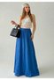 Women's Lined Tricot Fabric Maxi Length High Waist Loose Cut Skirt