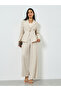Women's Solid Mental Button Detail Waist Up Blazer with pants Set