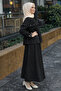 Stone Detailed Embroidered Skirt Suit 3007 Black - 2