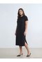 Giyçık Store Black Crew Neck Slit Dress - 7