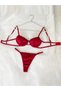 Burgundy Lace Trim Padded Wired Bra and Thong Lingerie Set - 3