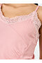 Light Pink Lace Trim Slip Dress with Slit Hem - 5