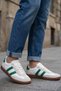 Retro Men's Sneakers - Brown Rubber Sole Green Striped Casual Shoes - 2