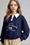 Relax Fit Polo Collar Printed Sweatshirt for Girls E6841A826Sp